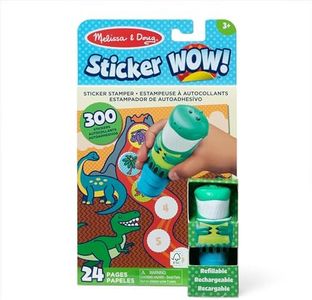 Melissa & Doug Sticker Wow!™ 24-Page Activity Pad and Sticker Stamper, 300 Stickers, Arts and Crafts Fidget Toy Collectible Character – Dinosaur Creative Play Travel Toy for Girls and Boys 3+,