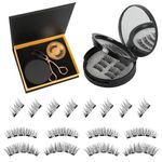 Onewly Magnetic Eyelashes, 16 Pieces Reusable Magnetic Eyelashes Natural Look, magnetic eyelashes with applicator, No Glue Needed Magnetic Eyelashes Magnetic Lashes Kit, Easy to Wear and Remove