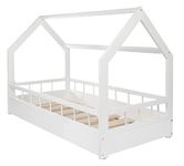 Velinda Wooden bed, Scandinavian style, modern, kids bed, home bed, 160x80+barriers (colour: white)