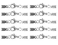 10PCS Silver Stainless Steel Leather Cord End Caps with Lobster Clasp Connector Anklet Bracelet Over Cord End Cap Terminators Crimp End Tips for Necklace Jewelry Craft Making Findings