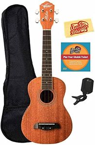 Oscar Schmidt OU2E Concert Acoustic-Electric Ukulele Bundle with Gig Bag, Tuner, Austin Bazaar Instructional DVD, and Polishing Cloth
