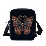 Kuiaobaty Folk Art Butterfly Mini Cross Body Bag for Travel,Boho Ethnic Butterflies Ladies Handbags Shoulder Bags with Adjustable Strap