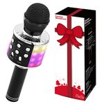 Fede Karaoke Microphone, Wireless Bluetooth Microphone for Kids Singing, Karaoke Mic Speaker Machine with LED Lights, Gifts Toys for 3 4 5 6 7 8 9 10 11 12 Year Old Girls and Boys