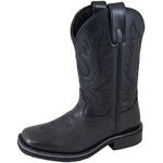 Smoky Mountain Childrens Boys Outlaw Black Leather Cowboy Boots 2 D