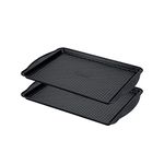 Prestige Aerolift Baking Trays for Oven Non Stick Set of 2 - Dishwasher Safe Oven Tray Set with Extra Large Handles, Durable Carbon Steel, L 43.5 cm W 30.3 cm H 2 cm Oven Trays