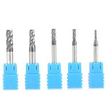 FTVOGUE 5pcs 4-Flute Drill, Milling Tools Milling Cutter End Mills CNC Flat Milling Cutter Set