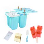 Silicone Popsicle Molds with Sticks Wpunwen 6 Cavity Ice Popsicle MoldsIce Cream Mold with Clean Brush 6 Reusable Sticks 50 Sticks 50 Bags Blue