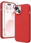 GONEZ for iPhone 14 Case Silicone, with 2X Screen Protector + 2X Camera Lens Protector, [Soft Anti-Scratch Microfiber Lining], Liquid Silicone Shockproof Protective Phone Cover 6.1", Crimson Red