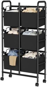 3-Tier Rolling Laundry Sorter Cart, 220L 6-Bag Laundry Hamper on Wheels