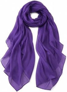 MissShorthair Women Solid Color Scarf Long Lightweight Scarf for Women Large Sheer Wrap Shawl, Dark Purple