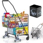 [Upgrade] Shopping Cart for Groceries, 280 LBS Large Grocery Cart with Waterproof Liner, 360° Rolling Swivel Wheels, Heavy Duty Utility Cart Folding Shopping Carts for Laundry