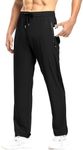 TBMPOY Men's Track Pants Quick Dry Running Hiking Training Sports with Zipper Pockets Black S