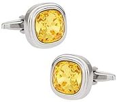 Mens Yellow Crystal Cufflinks with 