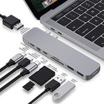 HyperDrive USB C Hub 8-in-2 Sanho MacBook Pro Hub with HDMI Mini Displayport Thunderbolt 3 USB-C 3.0 Power Delivery SD/Micro SD Card Reader Usb C Dongle for MacBook Pro 2020 2019 Gray