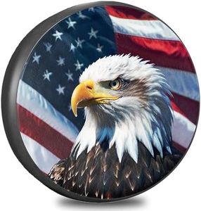 NGOKPYD RV Spare Tire Cover with American Eagle USA Flag, Trailer Tire Covers PVC Leather for Truck SUV Wrangler Camper Vehicle Wheel Cover Waterproof Sun Dust Protection 14 inch