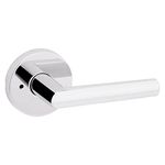 Kwikset Milan Interior Privacy Door Handle with Lock, Door Lever for Bathroom and Bedroom, Polished Chrome Reversible Keyless Push Button Lock Door Lever