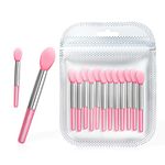 Spove 12pcs Silicone Lip Brush Makeup Eyebrow Lipstick Brushes Applicator Cosmetic Brush Set Silicone Brushes Wands Fit Balm Mask Oil Pink