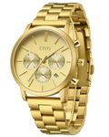 CIVO Mens Wrist Watch Chronograph: Gold Steel Stainless Waterproof - Analogue Wristwatch Elegant Gift for Gents