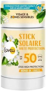 LOVEA - Stick Solaire FPS 50 - Haute Protection Visage & Zones Sensibles - Monoï De Tahiti - Protection UVA/UVB - Fini Invisible & Résistant À L'Eau - Vegan - Fabriqué En France - 40 g