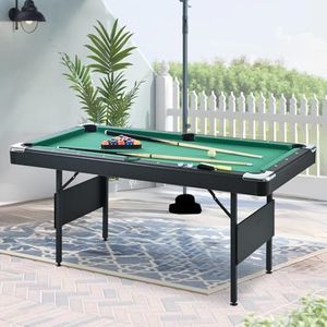 5.5 ft Portable Pool Table, Billiard Tables, Foldable Mesa De Billar para Space-Saving with Billiard Complete Set of Accessories for Kids and Adults, Indoor or Outdoor Pool Table (Green+Blak)
