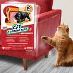 Panther Armor 10(Ten)-Pack Furniture Protectors from Cats Scratch – Double Sided Anti Cat Scratching Sticky Tape – Clear Training Tape