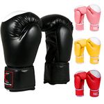 MAXSTRENGTH Boxing Gloves Muay Thai Kickboxing MMA Fight Bag Training Punch Hitting Fitness Sparring Mitts Heavy Padded Martial Arts Sports Workout Men Women (10oz, Black)