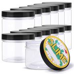 Large Empty Slime Containers, 10oz. 12 Pack, Opret Plastic Slime Jars Clear Slime Storage Containers with Lids and Labels, BPA Free, Food-Grade Plastic, Extra Large