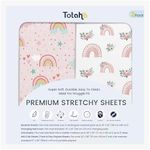 TotAha Premium Soft Pack n Play Sheets, Super Stretchy Jersey Knit Mini Crib Sheets Fitted, Silky Comfort Pack and Play Mattress Sheets, 2 Pack (Rainbow)