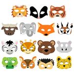 YGCHEN Animal Masks Paper Masks Children's Masks Party Masks Jungle Mask for Masquerade Halloween Christmas Kids Cosplay Party (Pack of 15),Yellow,S