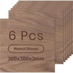 ROWOOD Walnut Plywood Sheets 6PCS 300x300x3mm Laser Engraving Materials Plywood Board for Model Making DIY Wooden Crafts Ideal for Laser Cutting Wood Burning Painting CNC