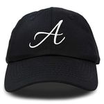 DALIX Initial Hat Letter A Black Womens Baseball Cap Monogram Cursive Embroider