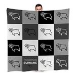 Personalised Sports & Photo Gifts Chequered Fleece Blanket Compatible with Derby County