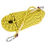 Alomejor Climbing Rope 30m High Strength Escape Safety Rappelling Rope with with Sewed Buckle and Carabiner for Rock Climbing Mountaineering(Yellow)