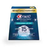 Crest 3D Whitestrips 10 Day Smile Makeover, At-Home Teeth Whitening Kit, 10 Treatments + 1 LED Light, 15 Levels Whiter