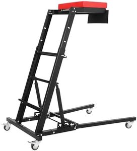 Professional Topside Automotive Engine Creeper, Heavy Duty 400LB Capacity Top Automotive Creeper with Adjustable Heights 45-65 Inch, 4 Locking Swivel Casters, Padded Deck & Tool Pouch for Garage