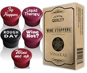 5 Funny Wine Stoppers - Perfect as Wine Accessories or Wine Gifts for Women - Set of 5 Funny Silicone Wine Bottle Stopper. Better Than Wine Corks.