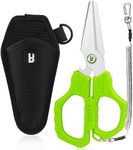 Booms Fishing S04 Fishing Scissors for Braided Line, 6.1" Fishing Line Cutter Saltwater and Freshwater with Lanyard and Sheath, Fishing Serrated Shears, Green