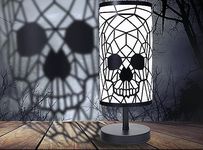 Skull Face Shadow Lamp - Black Goth Skulls Lamps with 3-Dimmable Touch Switch Settings, Gothic Table Lamps, Skulls Home Decor Plug in Light with Round Skeleton Design, Horror Lamp Spooky