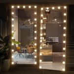 CASSILANDO Full Length Mirror with Lights, 165x60cm Floor Body Hollywood Standing Mirror, Wall Mounted Mirrors with Light, Large VanityMirror for Bedroom, 3 Color Modes (White)