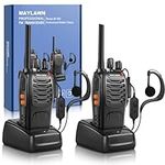 Maylawn Walkie Talkies Long Range 2Pcs, Walkie Talkies for Adults with Rechargeable Batteries, 2 Way Radio with LED Light Earpieces 16CH Supports VOX Function