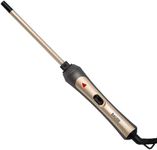 Bauer Professional 39849 TourmaPro Slimline Curling Wand/Ultra Slim 9mm Barrel / 200° Heat, 360° Swivel Cord and Cool Touch Tip/Grey & Gold