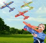 BAREEK 3 Pack Airplane Launcher Toy for Kids Led Light Foam Glider with Plane Launcher for Playing Outdoor Flying Toy for 3 4 5 6 7 8 9 10 11 12 Old Boys Girls Gift and Presents