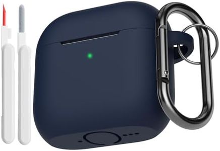 KOKOKA Funda de Silicona Compatible con AirPods 4.ªGeneración con Kit de Limpiador, Anti-rasguños, Anti-Polvo, Funda Case Silicona para AirPods 4 2024 con Mosquetón, LED Frontal Visible, Midnight Blue