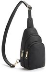 Telena Sling Bags Small Shoulder Backpacks PU Leather Chest Pack Crossbody Bags Sling Daypack for Women,Black