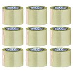 VCR Self Adhesive Transparent Cello Tape - 35 Meters in Length - 96mm / 4" Width - 9 Rolls Per Pack - BOPP Industrial Packaging Tape for E-Commerce Box Packing, Office and Home use