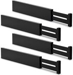 Utoplike 4 Pack Bamboo Black Kitchen Drawer Dividers,Adjustable Drawer Organizers,Spring Loaded,Works in Kitchen,Dresser,Bathroom,Bedroom,Baby Drawer,Desk