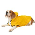 PAWPOURRI Yellow Hoodie Dog Raincoat With Hoodie | Water Resistant | Polyester (Yellow, L), Pack Of 1