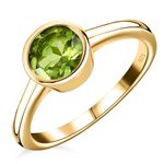 TJC Peridot Solitaire Ring In 14ct Yellow Gold Plated 925 Sterling Silver Engagement Ring for Women Size K Bezel Setting Green Coloured August Birthstone