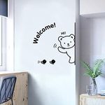 Gadgets Wrap Cartoon Bear Welcome Wall Sticker Art Decals Living Room Bedroom Decorations Wallpaper Wall Edge Mural Removable Door Sticker