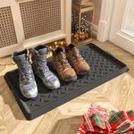 SUPENUIN Heavy Duty Rubber Boot-Tray Multi Purpose Shoe Mats for Entryway Indoor Outdoor Use Easy Cleaning Catch All Black Trays 16”x27.5”